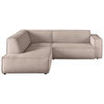 ECKSOFA in Cord Taupe  - Taupe/Schwarz, KONVENTIONELL, Kunststoff/Textil (224/254cm) - Hom`in