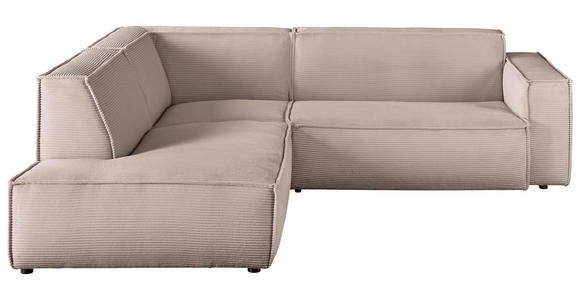 ECKSOFA in Cord Taupe  - Taupe/Schwarz, KONVENTIONELL, Kunststoff/Textil (224/254cm) - Hom`in