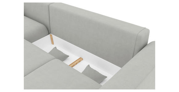 ECKSOFA in Velours Hellgrau  - Chromfarben/Hellgrau, KONVENTIONELL, Kunststoff/Textil (195/293cm) - Carryhome