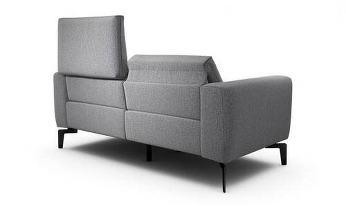 Zweisitzer inkl. Hocker in Chenille Anthrazit  - Anthrazit/Schwarz, Design, Textil/Metall (180/86/86-94cm) - SENSOO