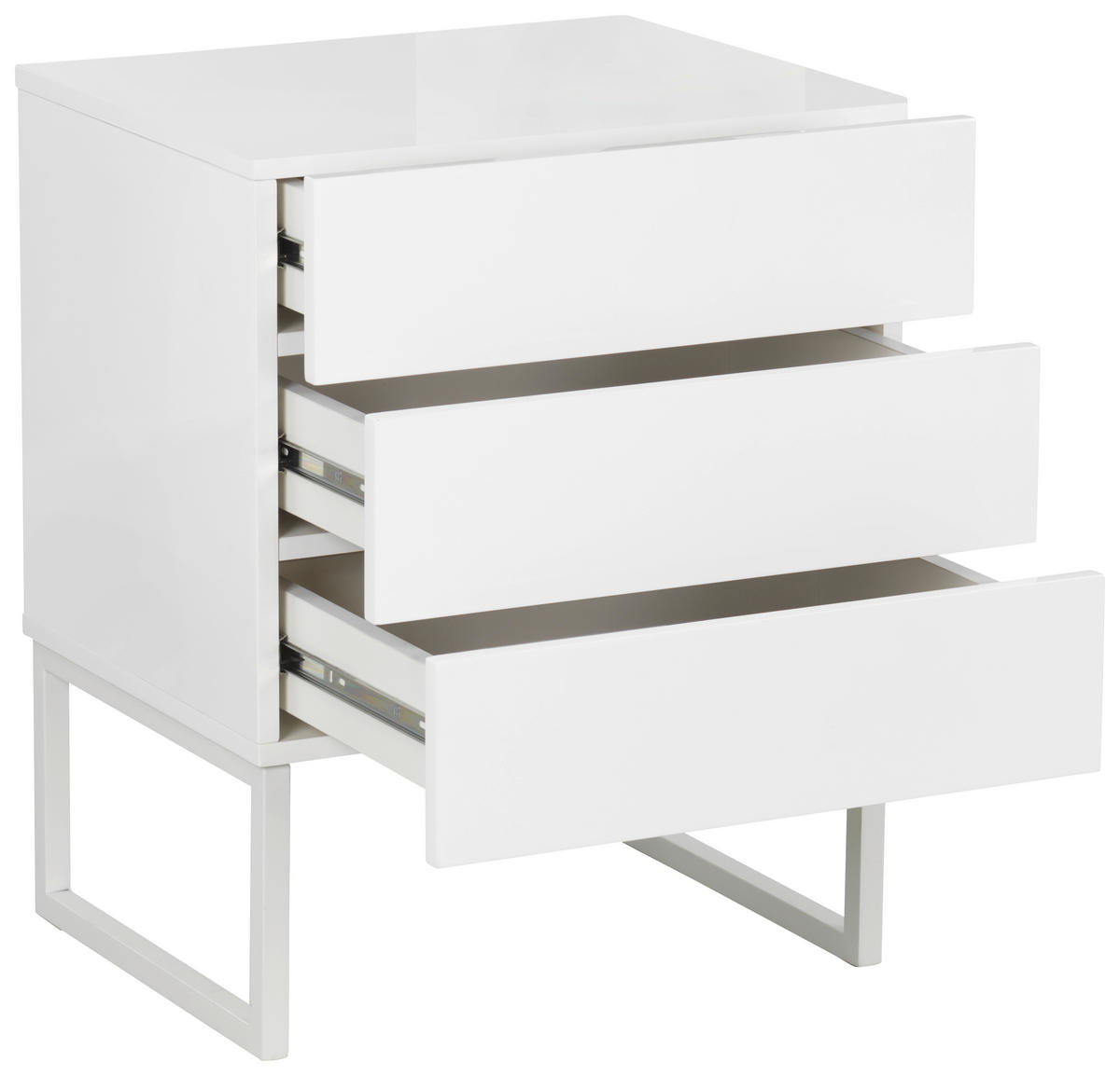 NACHTKÄSTCHEN 48/60/40 cm  in Weiß  - Weiß, MODERN, Holzwerkstoff/Metall (48/60/40cm) - Livetastic