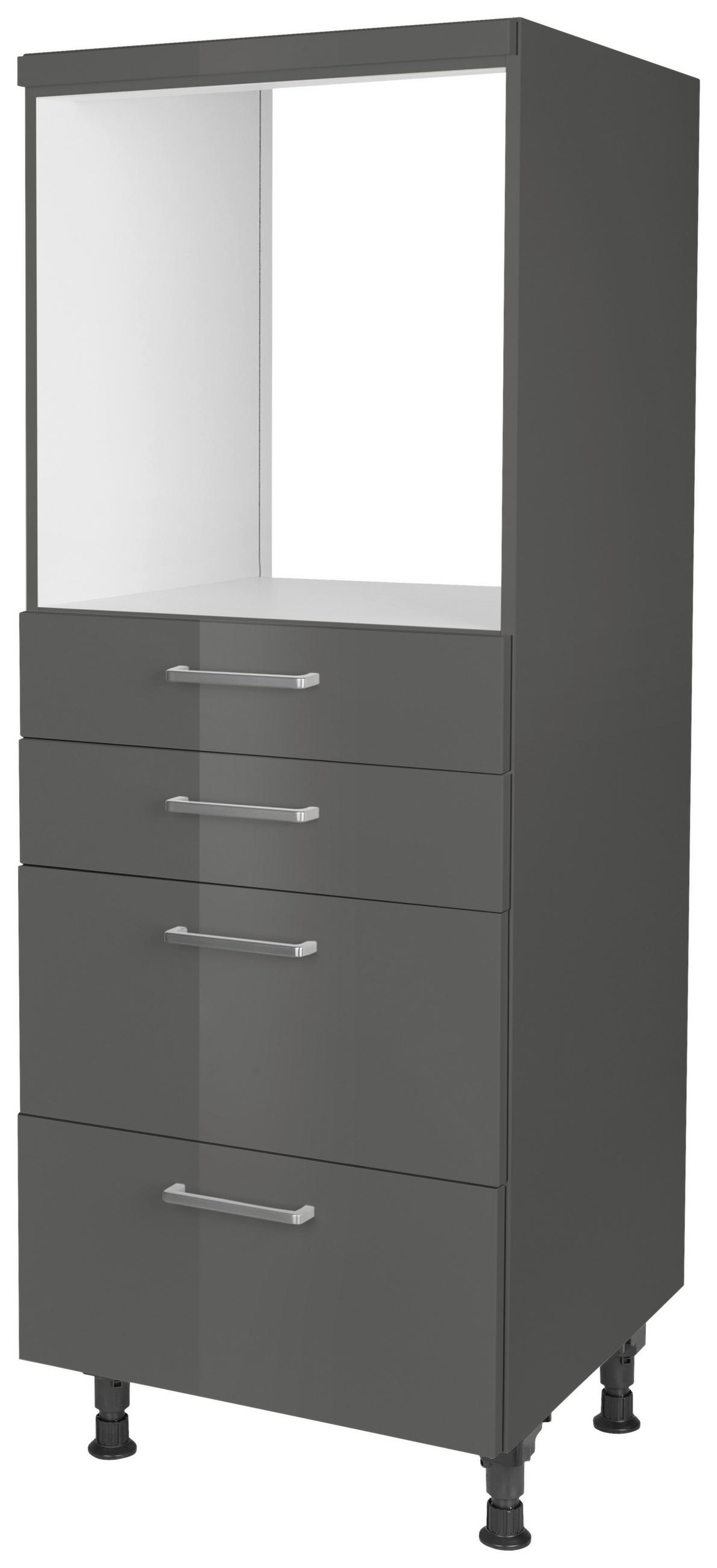 GERÄTEUMBAUSCHRANK 60/168/58 cm  in Schieferfarben  - Schieferfarben/Edelstahlfarben, MODERN, Holzwerkstoff/Metall (60/168/58cm) - Nobilia