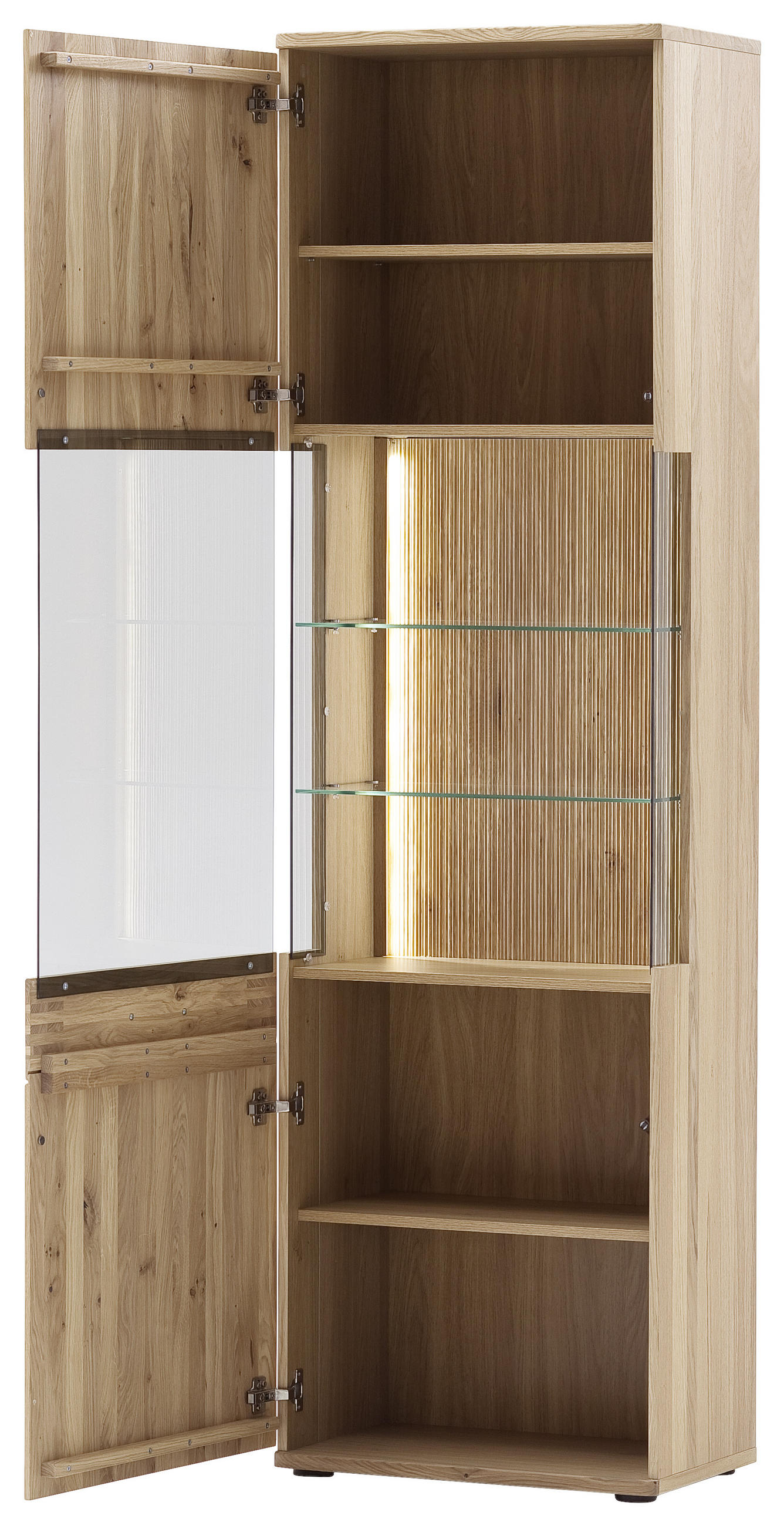 VITRINE Balkeneiche furniert, massiv Eichefarben Einlegeböden - Eichefarben/Anthrazit, Design, Glas/Holz (60/208/37cm) - Livetastic