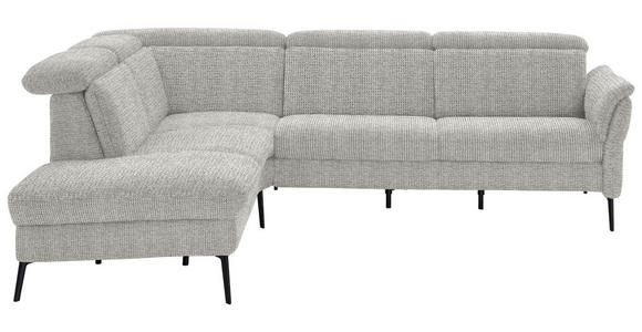 ECKSOFA in Struktur Silberfarben 235/275 cm - Silberfarben/Schwarz, MODERN, Textil/Metall (235/275cm) - Cantus