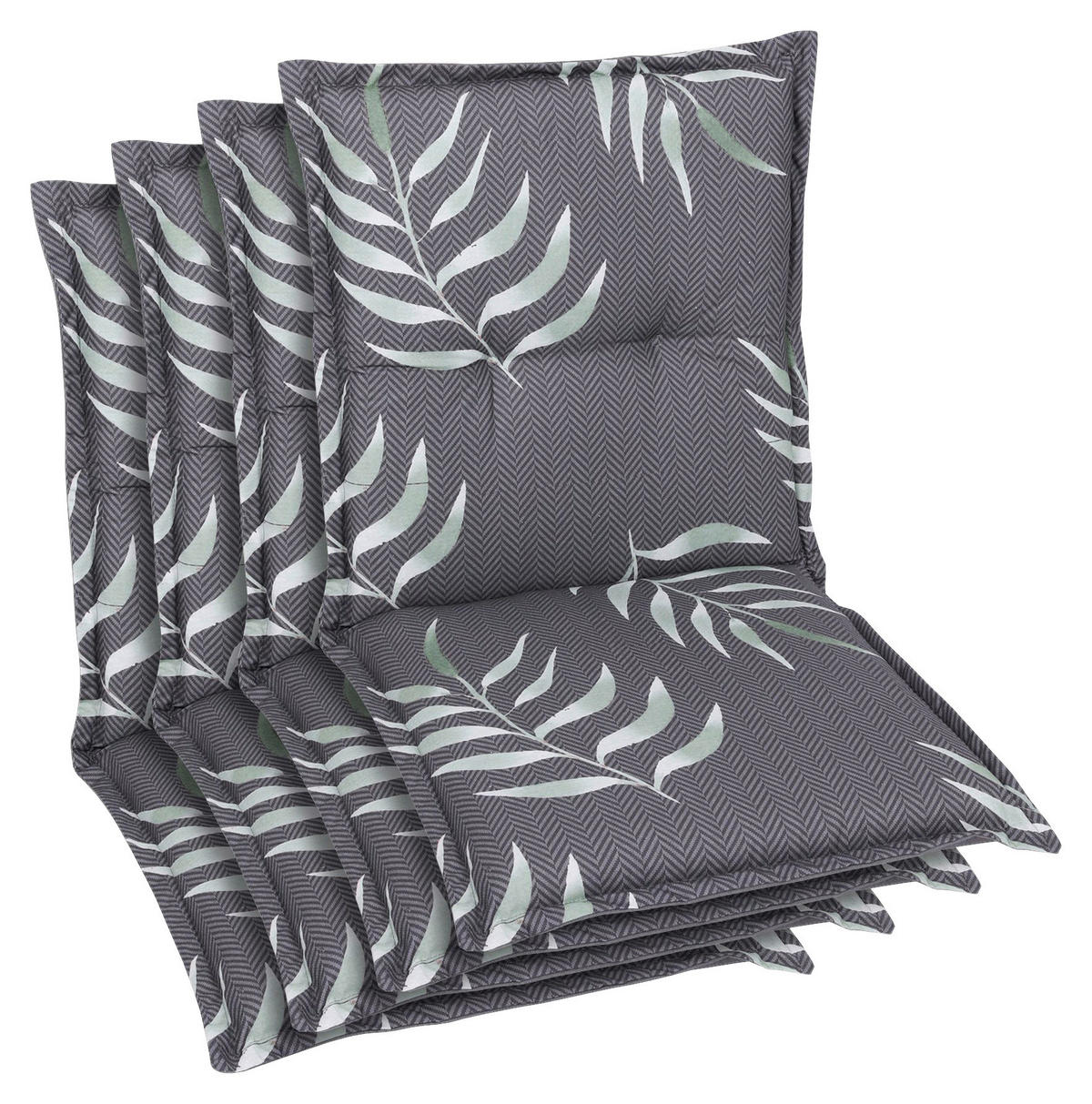 SESSELAUFLAGENSET in Anthrazit Blätter  - Anthrazit, Basics, Textil (50/7/100cm)