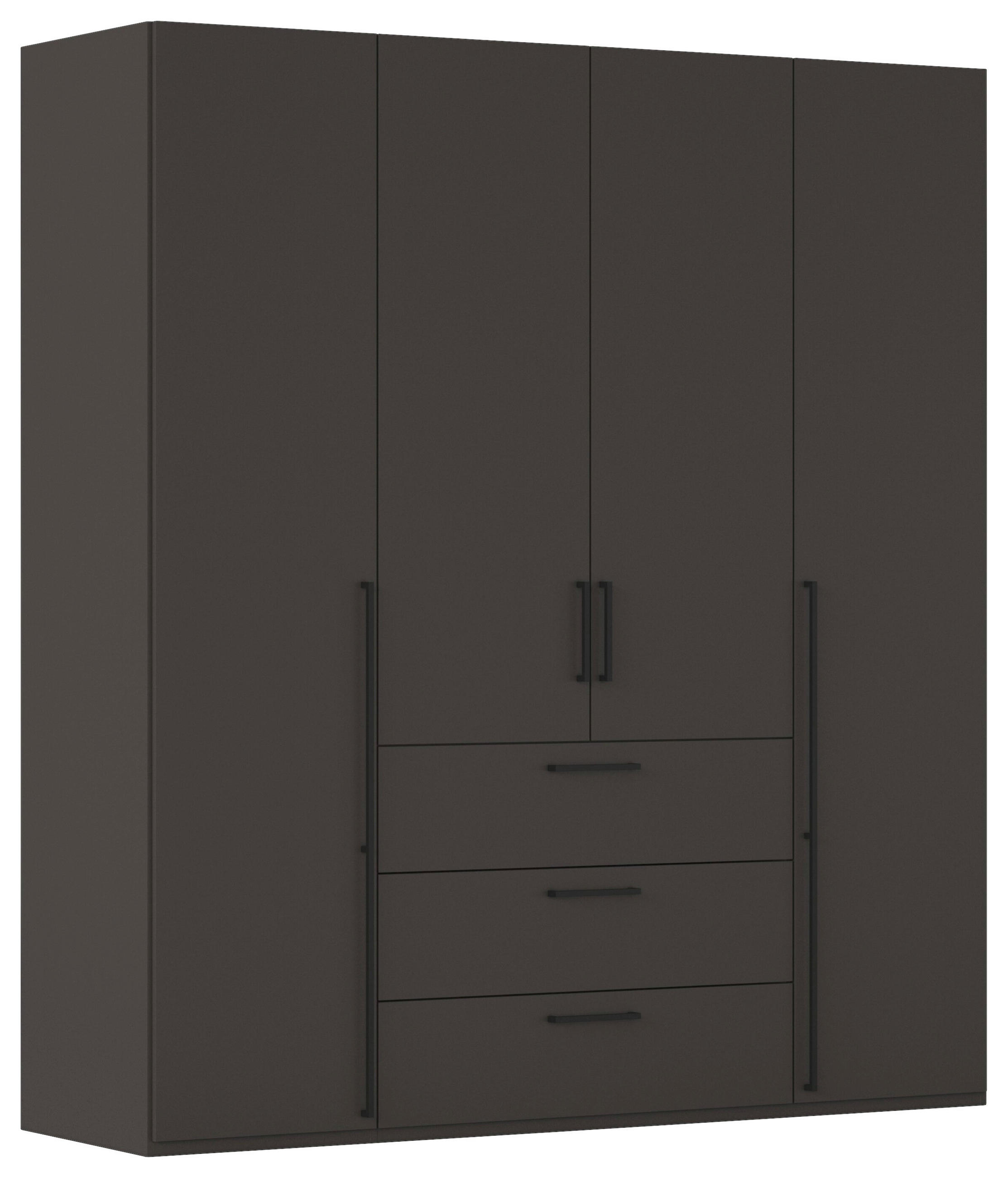 DREHTÜRENSCHRANK 201/235/61 cm,  in Graphitfarben, 4-türig  - Schwarz/Graphitfarben, Basics, Holzwerkstoff/Metall (201/235/61cm) - Novel