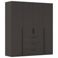 DREHTÜRENSCHRANK 201/223/61 cm,  in Graphitfarben, 4-türig  - Schwarz/Graphitfarben, Basics, Holzwerkstoff/Metall (201/223/61cm) - Novel