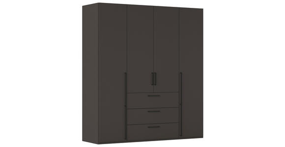 DREHTÜRENSCHRANK 201/223/61 cm,  in Graphitfarben, 4-türig  - Schwarz/Graphitfarben, Basics, Holzwerkstoff/Metall (201/223/61cm) - Novel