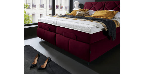 BOXSPRINGBETT 180/200 cm  in Bordeaux  - Bordeaux/Schwarz, KONVENTIONELL, Textil/Metall (180/200cm) - Dieter Knoll