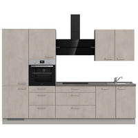 KÜCHENBLOCK 300 cm   in Grau, Schieferfarben  - Schieferfarben/Edelstahlfarben, MODERN, Holzwerkstoff/Metall (300cm) - Nobilia