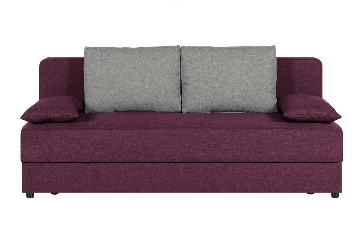 SCHLAFSOFA  mit Rücken echt, Liegefunktion Lila  - Lila, Design, Textil (193/82/80cm) - P & B