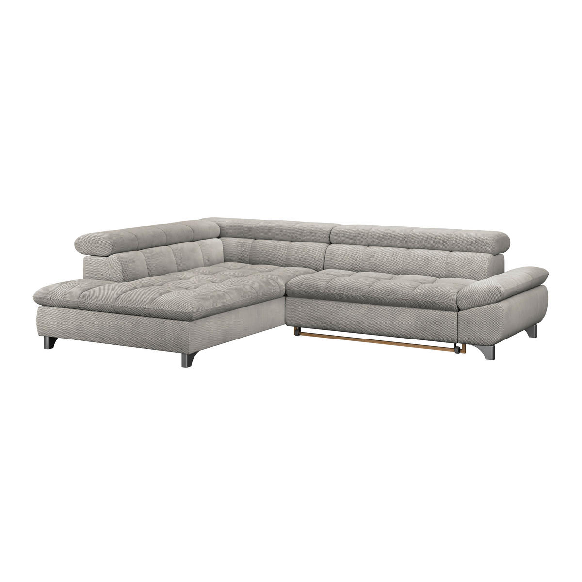 ECKSOFA Beige Chenille  - Chromfarben/Beige, KONVENTIONELL, Textil/Metall (234/312cm) - Livetastic