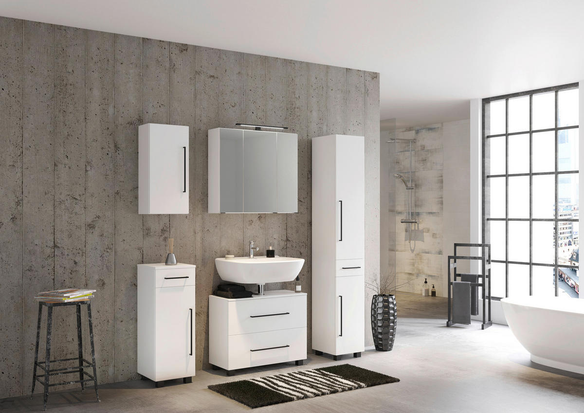 HOCHSCHRANK 30/180/35 cm  - Schwarz/Weiß, KONVENTIONELL, Holzwerkstoff/Kunststoff (30/180/35cm) - Held