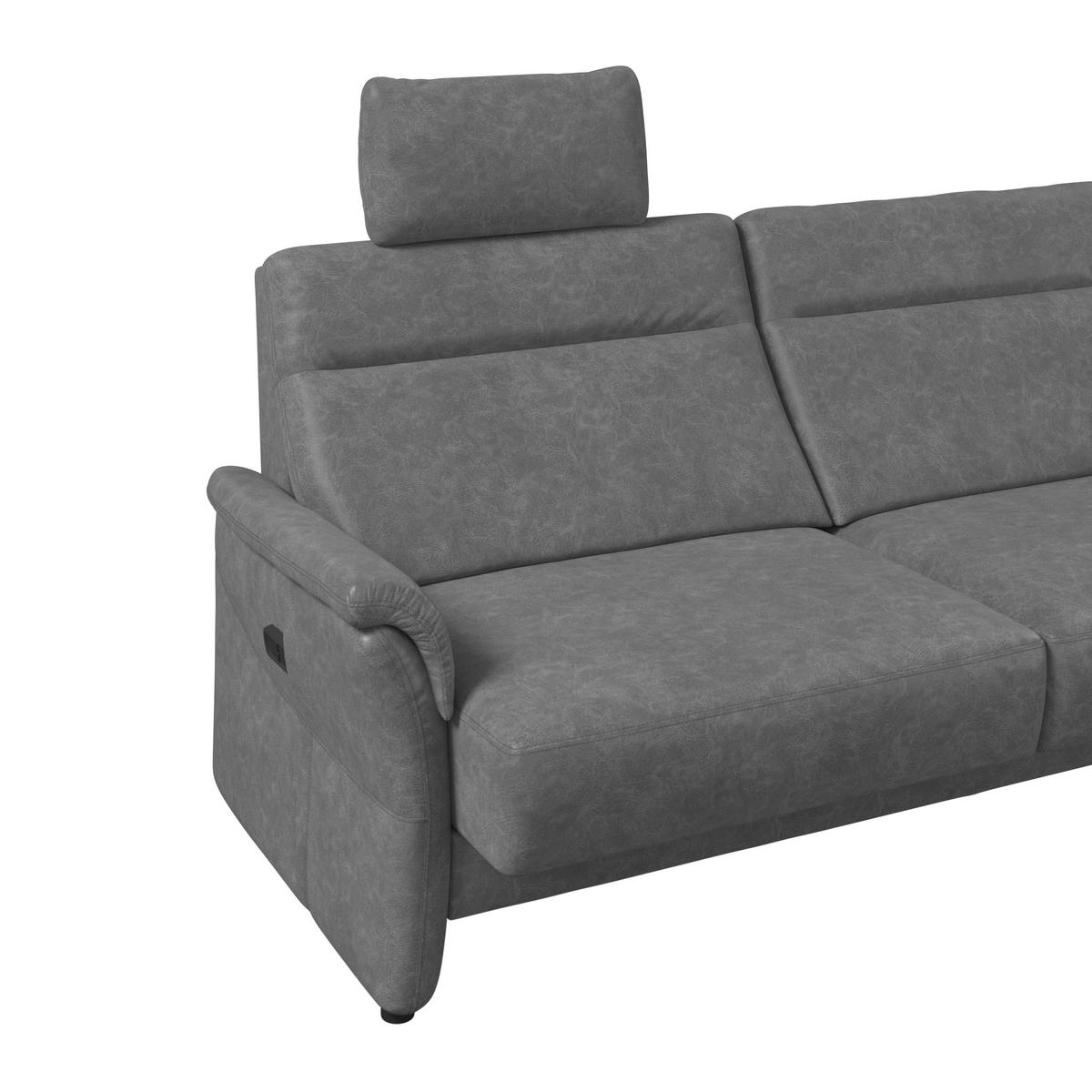 3,5-SITZER Mikrofaser Dunkelgrau  - Dunkelgrau/Schwarz, KONVENTIONELL, Kunststoff/Textil (205/98/91cm) - Elegando