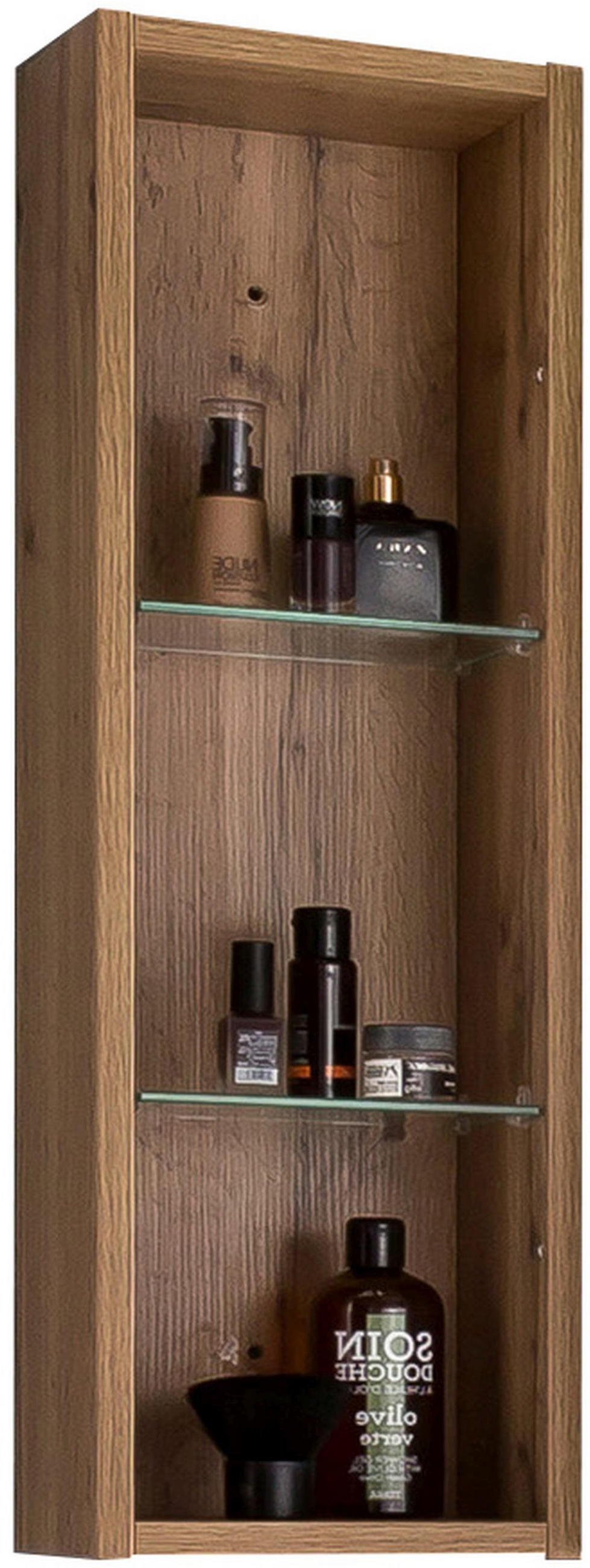 BADEZIMMERREGAL 21,6/70,7/16 cm  - Eiche Wotan, MODERN, Glas/Holzwerkstoff (21,6/70,7/16cm) - Stylife