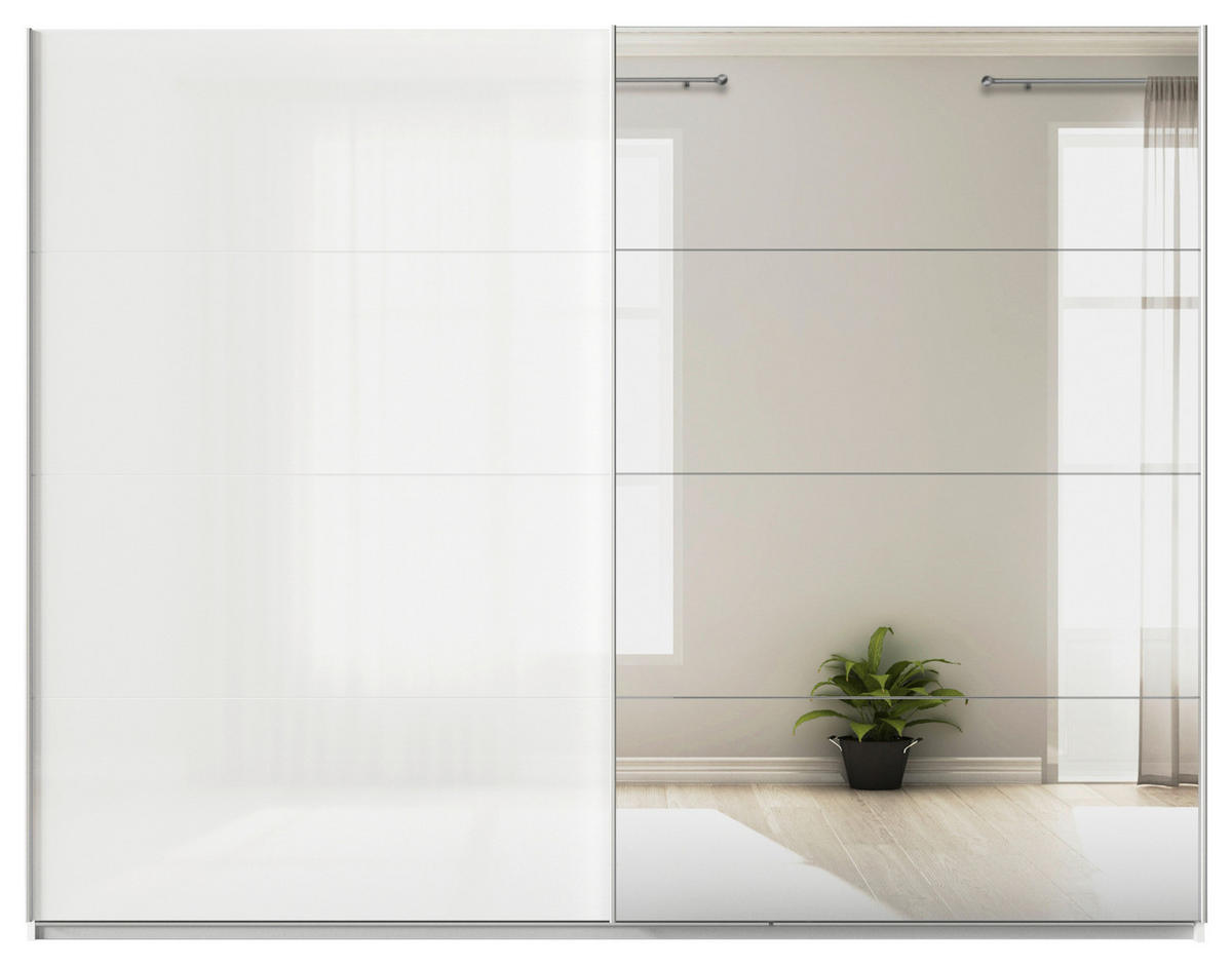 SCHWEBETÜRENSCHRANK  in Weiß  - Alufarben/Weiß, KONVENTIONELL, Glas/Holzwerkstoff (271/210/62cm) - Xora