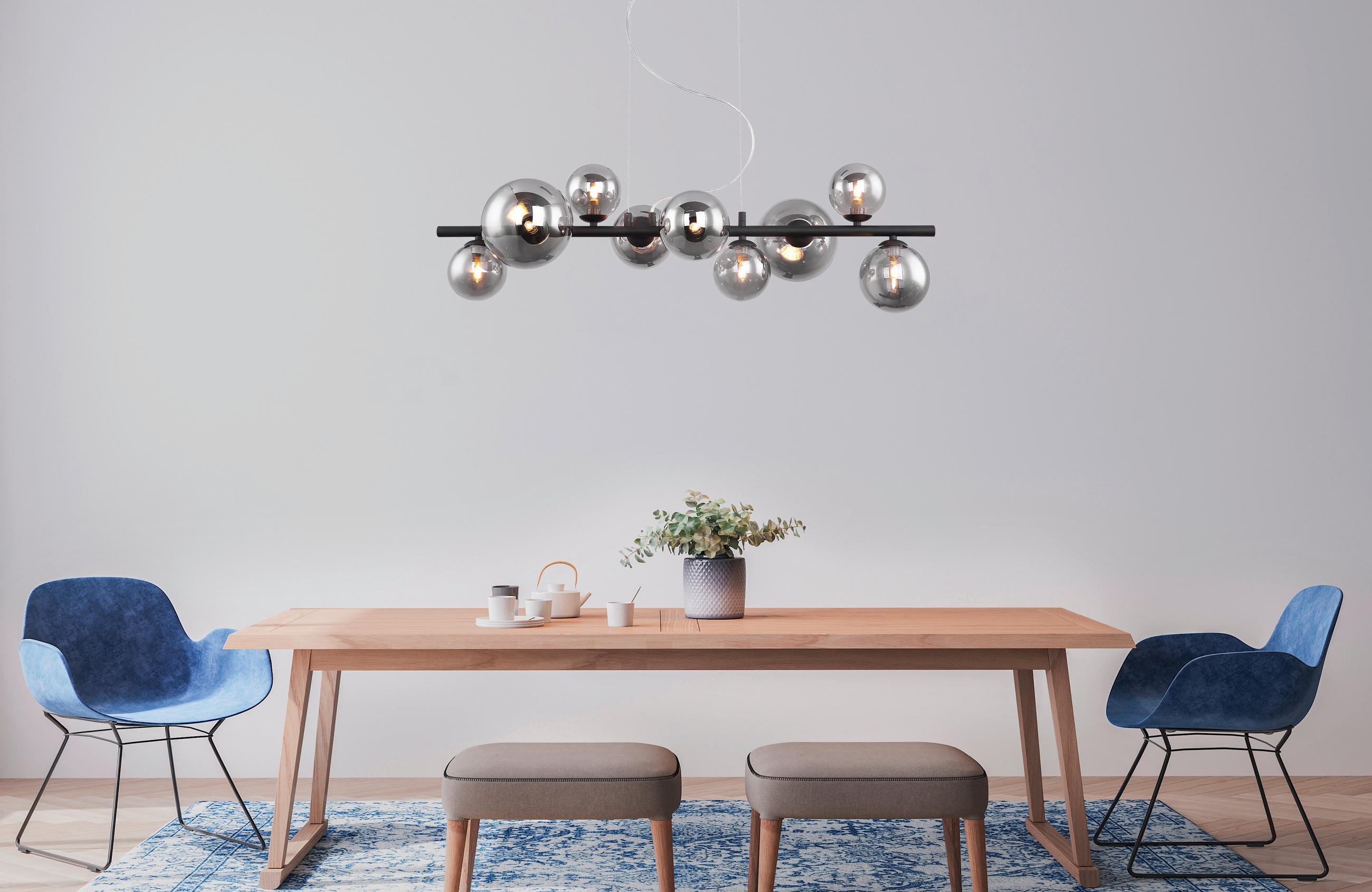 LED-HÄNGELEUCHTE 87/34,5/120 cm   - Schwarz, Design, Glas/Metall (87/34,5/120cm) - Dieter Knoll