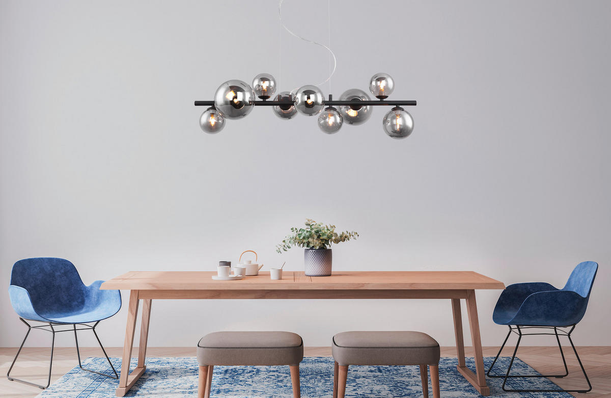 LED-HÄNGELEUCHTE 87/34,5/120 cm  - Schwarz, Design, Glas/Metall (87/34,5/120cm) - Dieter Knoll