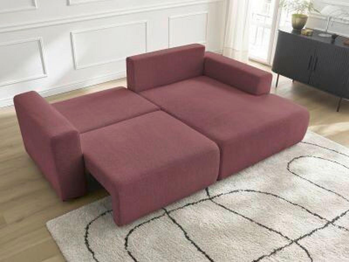 ECKSOFA Ottomane rechts  ATILLA Rot Flachgewebe  - Rot/Schwarz, MODERN, Kunststoff/Textil (244/149cm)