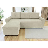 ECKSOFA Beige Cord  - Beige/Schwarz, Design, Kunststoff/Textil (155/231cm) - MID.YOU