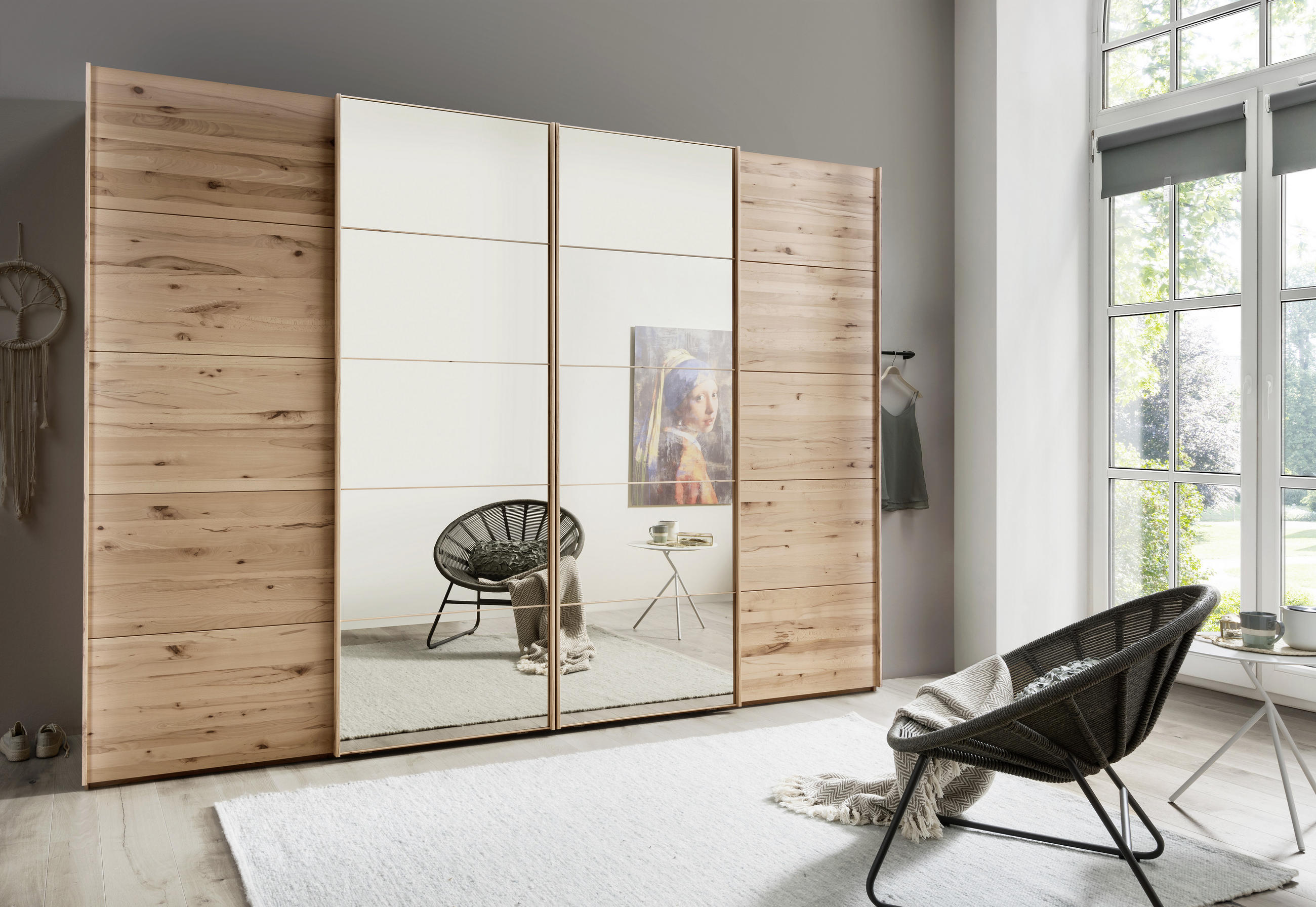 SCHWEBETÜRENSCHRANK in Buchefarben  - Buchefarben, Natur, Glas/Holz (330/236/67cm) - Linea Natura