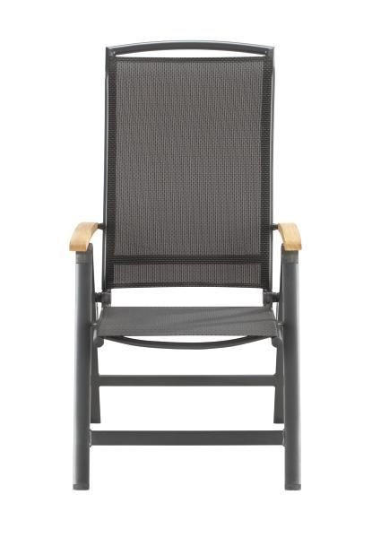 ZLOŽLJIV VRTNI SEDEŽ tikovina aluminij antracit, črna - črna/antracit, Basics, kovina/tekstil (63/116/60cm) - Ambia Garden