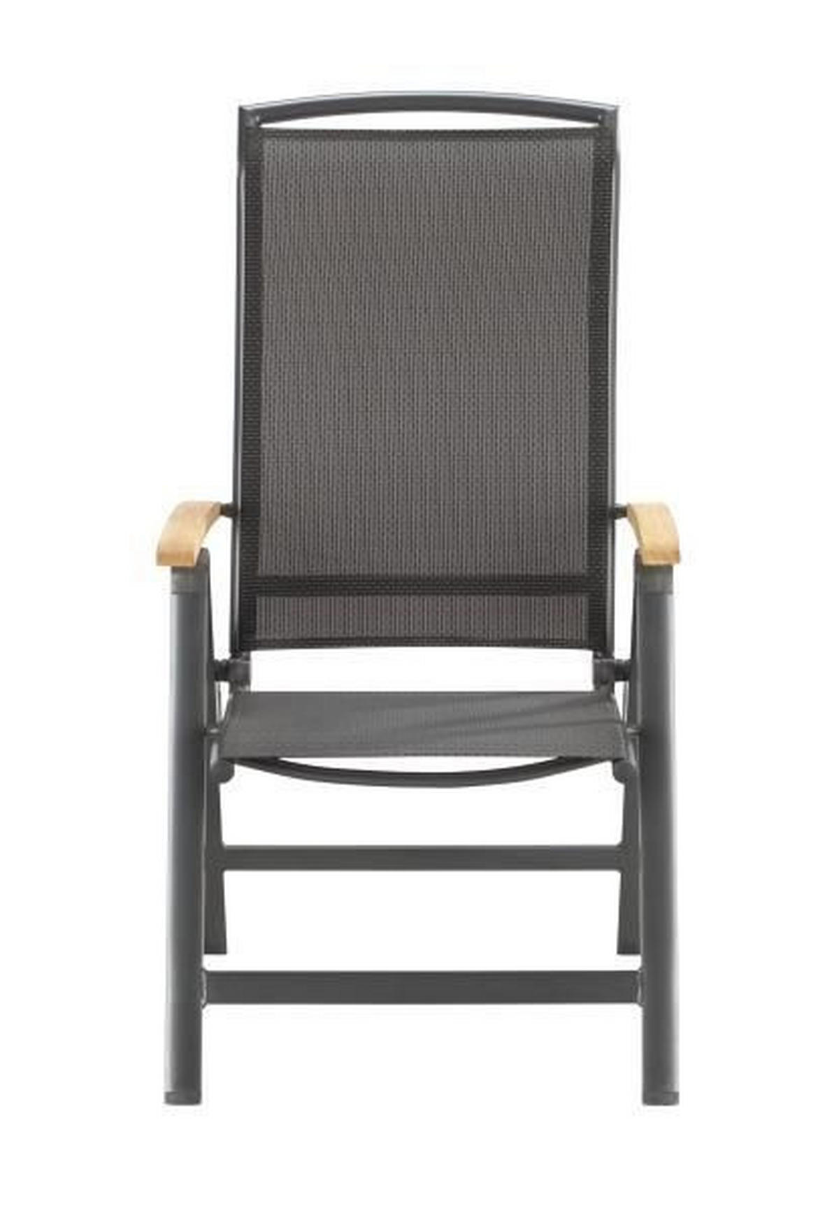 GARTENKLAPPSESSEL Teakholz Aluminium Anthrazit, Schwarz  - Anthrazit/Schwarz, Basics, Holz/Textil (63/116/60cm) - Ambia Garden