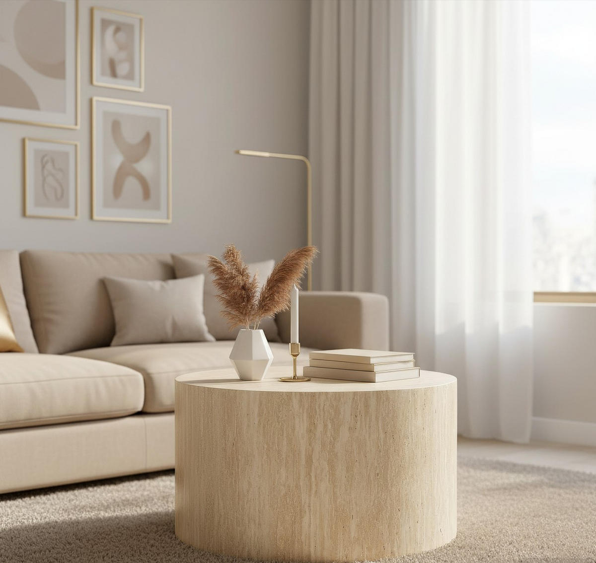 BEISTELLTISCH 60/60/40 cm Eichefarben rund  - Eichefarben, Design, Holzwerkstoff (60/60/40cm) - MID.YOU