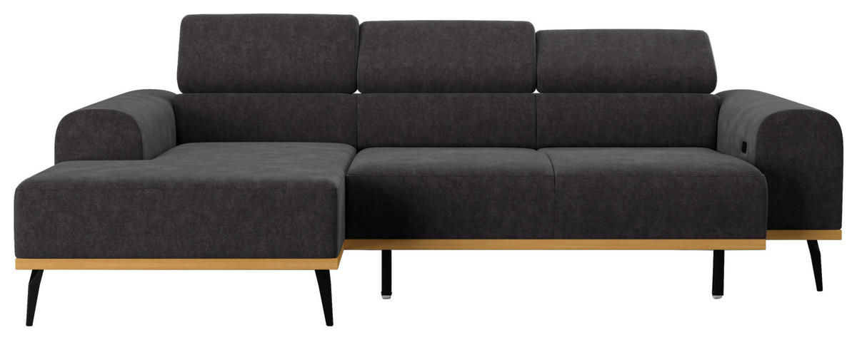 ECKSOFA in Mikrofaser Schwarz  - Schwarz, Konventionell, Textil/Metall (157/244cm) - Cotta