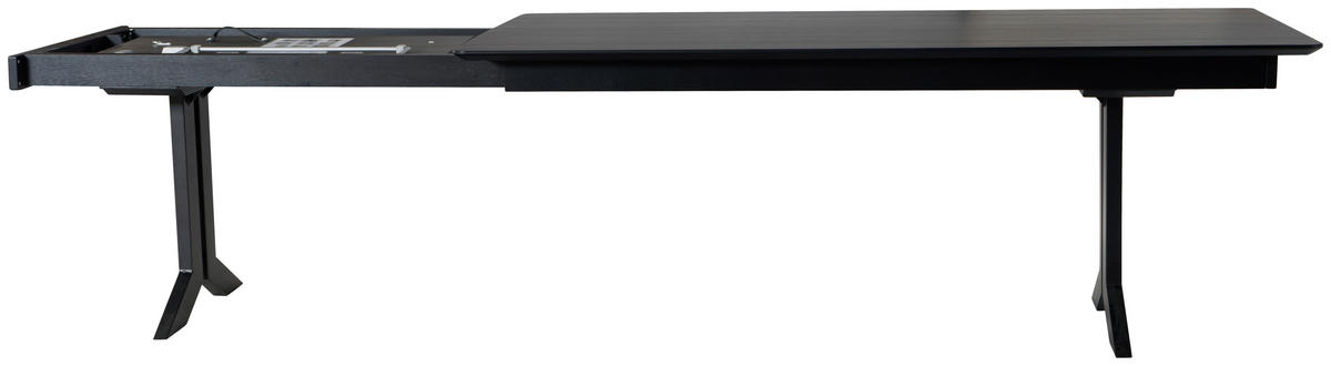 ESSTISCH in Metall, Kunststoff 200-300/100/76 cm  - Schwarz, Konventionell, Kunststoff/Metall (200-300/100/76cm) - Moderano