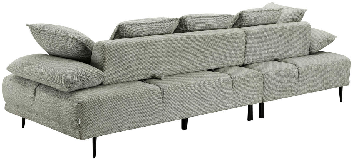 ECKSOFA Hellgrau Mikrofaser  - Hellgrau/Schwarz, Design, Textil/Metall (171/282cm) - Hom`in