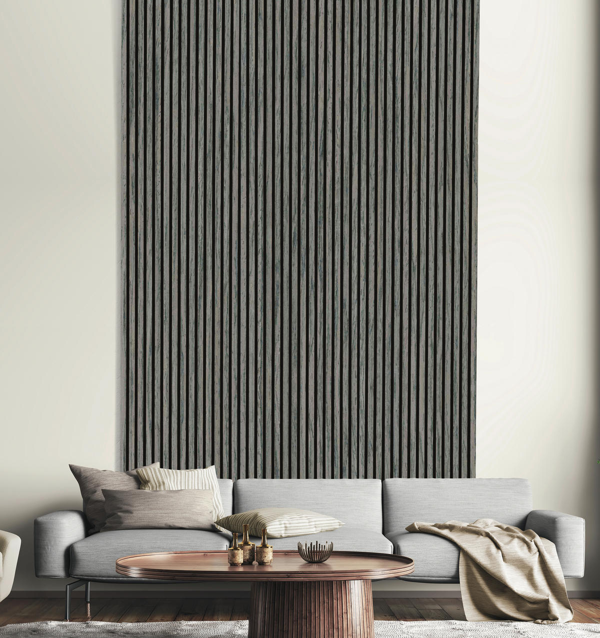 AKUSTIKPANEEL Silbergrau furniert 57.25/1.9/240 cm  - Grau, KONVENTIONELL, Holzwerkstoff/Textil (57.25/1.9/240cm)