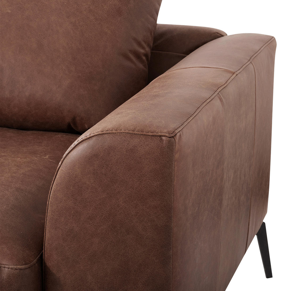 ECKSOFA in Echtleder Braun  172/313 cm  - Schwarz/Braun, Design, Leder/Metall (172/313cm) - Livetastic