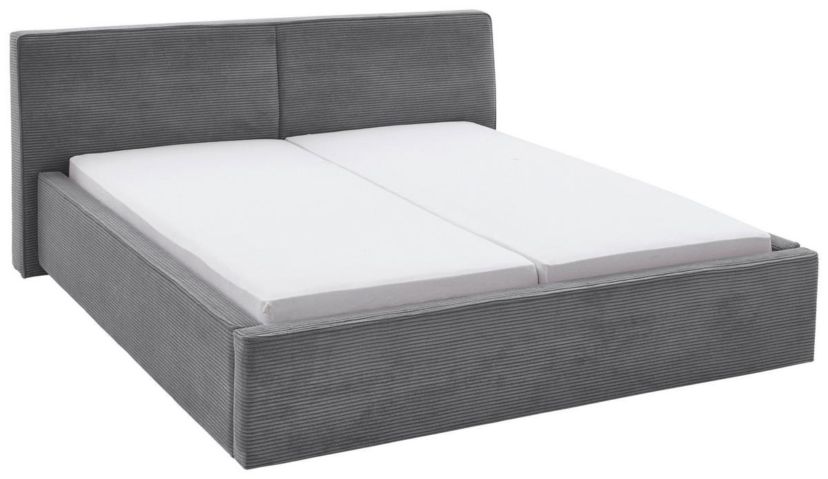 POLSTERBETT 160/200 cm  Grau  - Birkefarben/Buchefarben, Design, Holz/Textil (160/200cm) - Boxxx