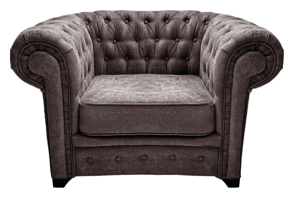 CHESTERFIELD-SESSEL - Schwarz/Braun, KONVENTIONELL, Holz/Holzwerkstoff (91/72/92cm) - Livetastic
