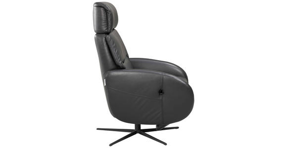 RELAXSESSEL Itala Echtleder Relaxfunktion, Kopfteilverstellung, Rücken echt    - Schwarz, Design, Leder (71/110/80cm) - Novel