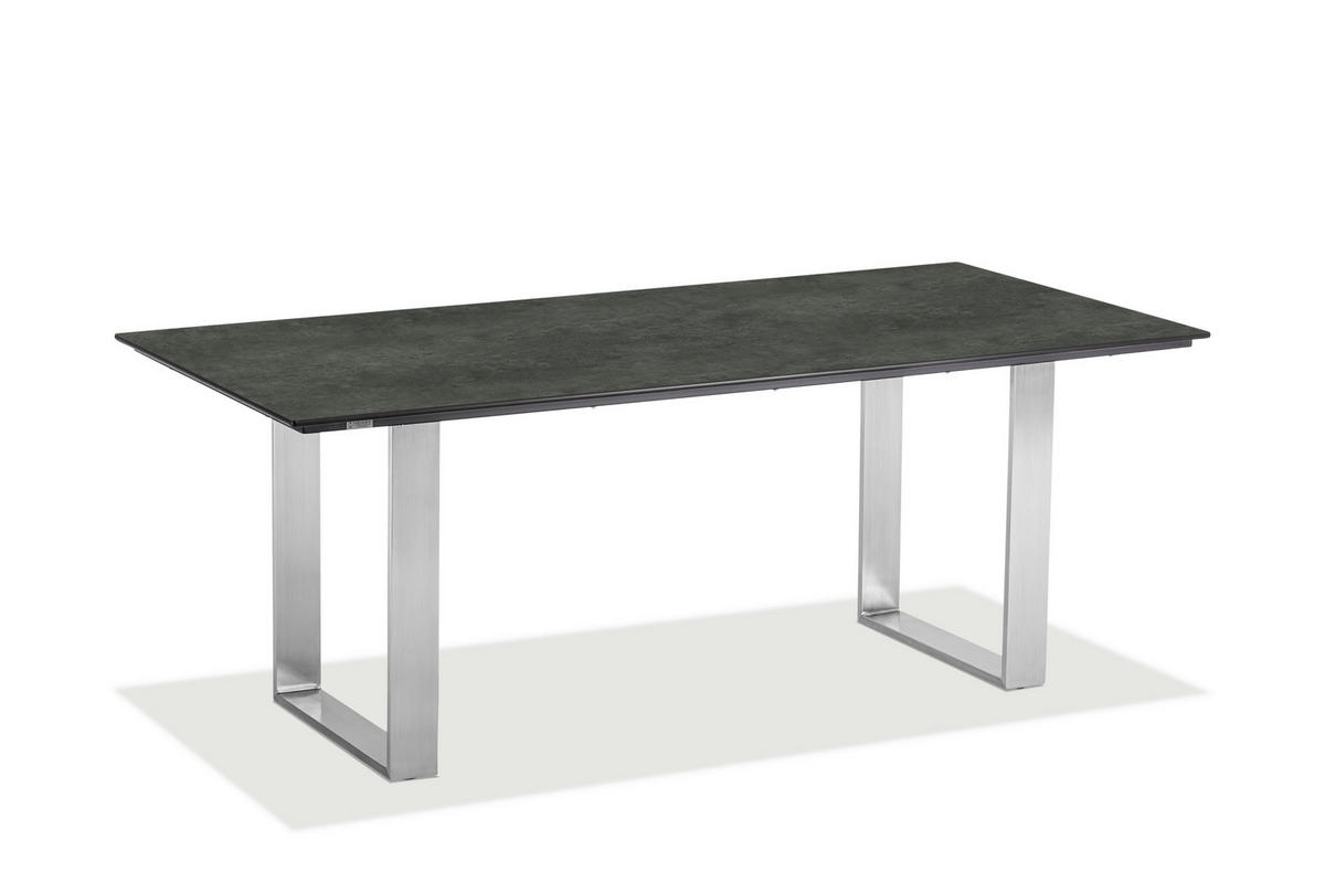 GARTENTISCH Kunststoff Edelstahlfarben, Graphitfarben rechteckig  - Edelstahlfarben/Graphitfarben, Design, Kunststoff/Metall (180/95/76cm)