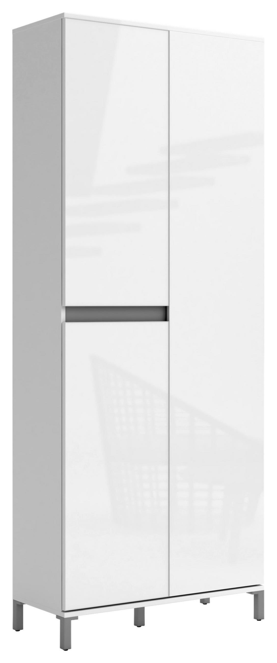 GARDEROBNA OMARA bela - bela/antracit, Design, umetna masa/leseni material (80/200/34cm) - Xora