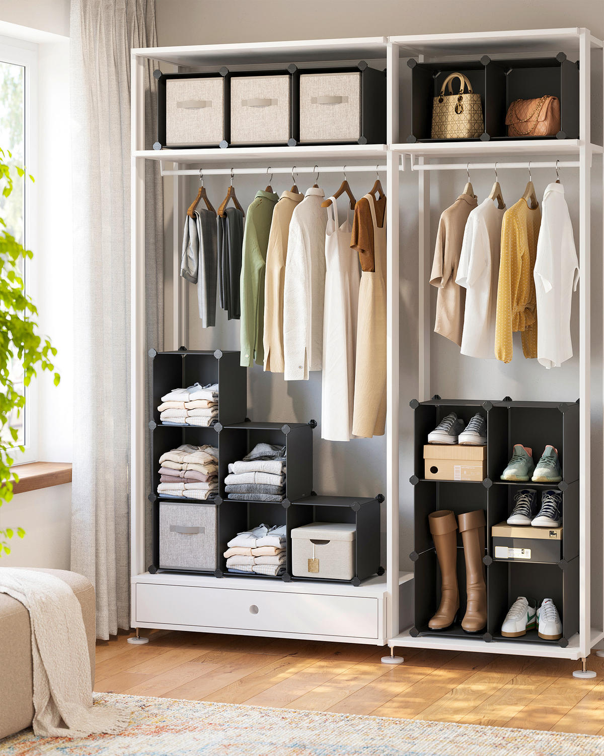 SCHUHREGAL Schwarz  - Schwarz, Trend, Kunststoff/Metall (123/123/31cm) - Boxxx