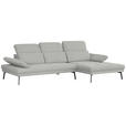 ECKSOFA Ottomane rechts, Eckteil  More_LZ Hellgrau Webstoff  - Hellgrau/Schwarz, Design, Textil/Metall (296/188cm) - Xora