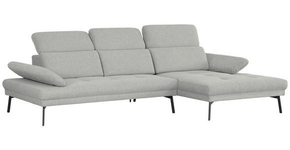 ECKSOFA Ottomane rechts, Eckteil  More_LZ Hellgrau Webstoff  - Hellgrau/Schwarz, Design, Textil/Metall (296/188cm) - Xora