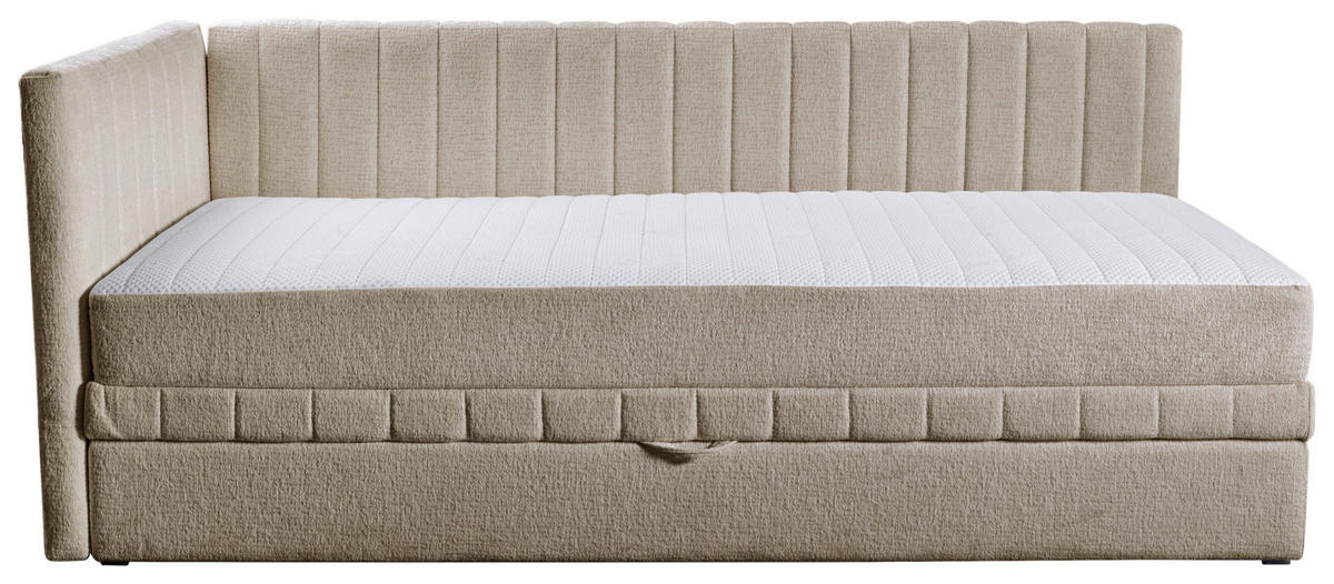 SCHLAFSOFA ROMA in Struktur Hellbraun  - Hellbraun/Schwarz, Design, Holz/Holzwerkstoff (212/83/99cm) - MID.YOU