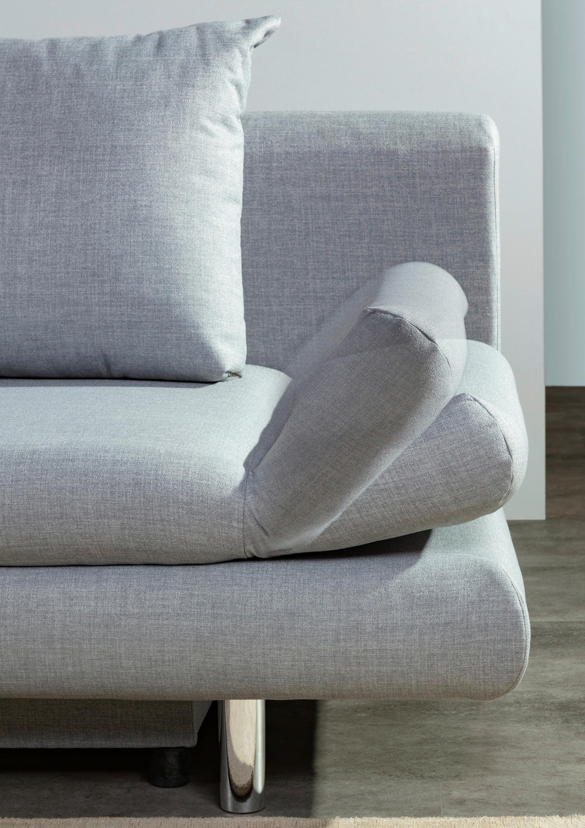 SCHLAFSOFA Flachgewebe Hellgrau  - Chromfarben/Hellgrau, Design, Kunststoff/Textil (194/73/91cm) - Xora