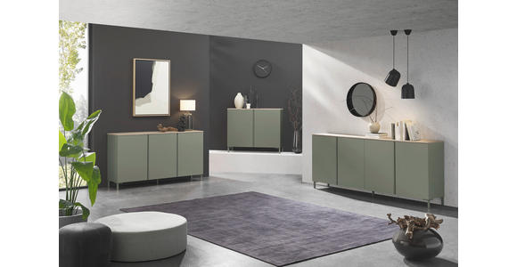 SIDEBOARD  in 120,2/89/43 cm  - Eichefarben/Schwarz, Design, Holzwerkstoff/Kunststoff (120,2/89/43cm) - Voleo