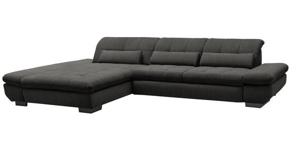 ECKSOFA  in Flachgewebe Dunkelgrau  204/341 cm  - Dunkelgrau/Schwarz, Design, Textil/Metall (204/341cm) - Xora