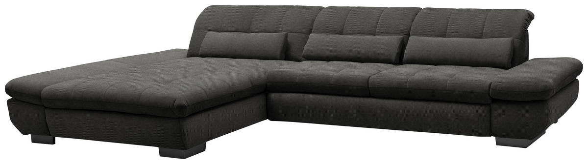ECKSOFA Flachgewebe Dunkelgrau  - Dunkelgrau/Schwarz, Design, Textil/Metall (204/341cm) - Xora