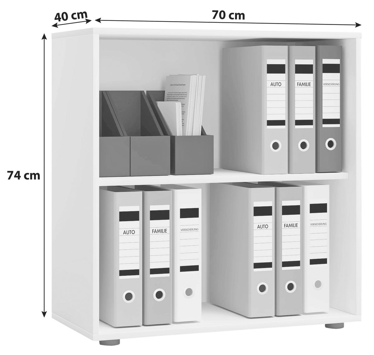 AKTENREGAL 70/74/37 cm  - Weiss/Schwarz, Basics, Holzwerkstoff/Kunststoff (70/74/37cm) - P & B