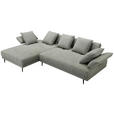 ECKSOFA in Mikrofaser Hellgrau  171/282 cm  - Hellgrau/Schwarz, Design, Textil/Metall (171/282cm) - Hom`in