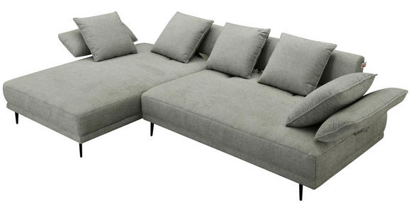 ECKSOFA in Mikrofaser Hellgrau  171/282 cm  - Hellgrau/Schwarz, Design, Textil/Metall (171/282cm) - Hom`in