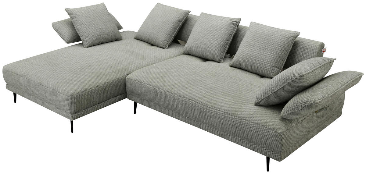ECKSOFA Hellgrau Mikrofaser  - Hellgrau/Schwarz, Design, Textil/Metall (171/282cm) - Hom`in